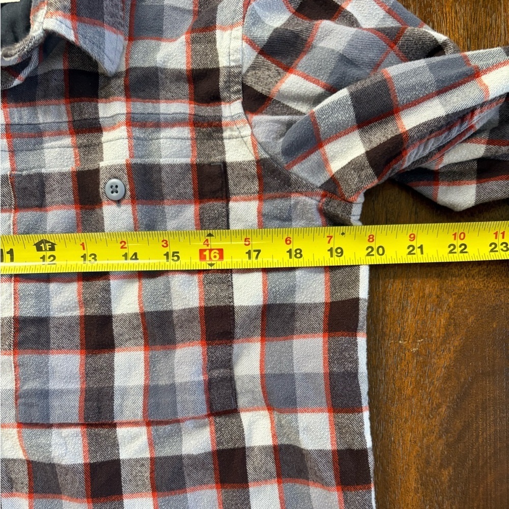 REI Co Op Blue Plaid Flannel LS Shirt Cotton Outdoor Nature Hiking Women Large - Picture 12 of 12